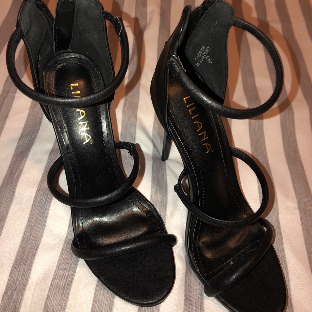 Black strap heels